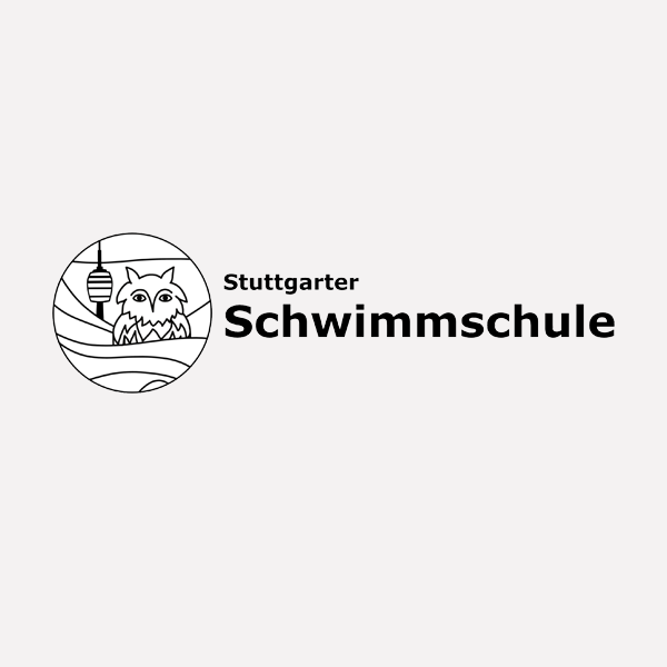 Logo Stuttgarter Schwimmschule mit einer Eule auf dem Wasser